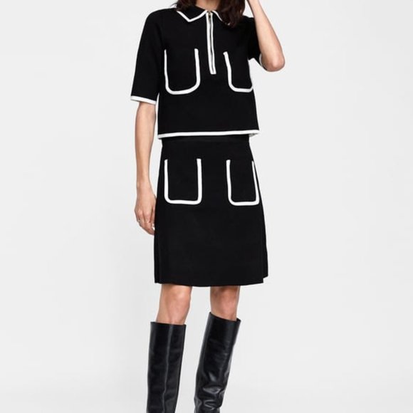 Zara Polo Sweater with Contrasting Piping Size Small - Picture 3 of 4
